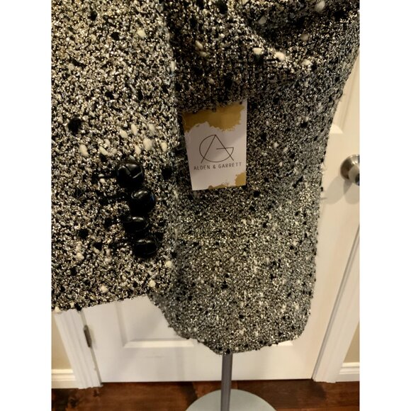 J. Crew Collection Shimmering Silver Metallic, Black & White Tweed Blazer, Sz 2 - Picture 6 of 9